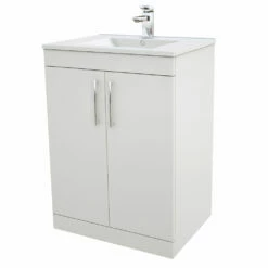 Verona Rialto Floor Standing Vanity Unit And Basin 600mm Wide White 1 Tap Hole