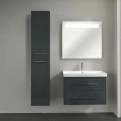 Villeroy & Boch Avento Wall Hung Tall Storage Unit LH 350mm Wide - Crystal Grey