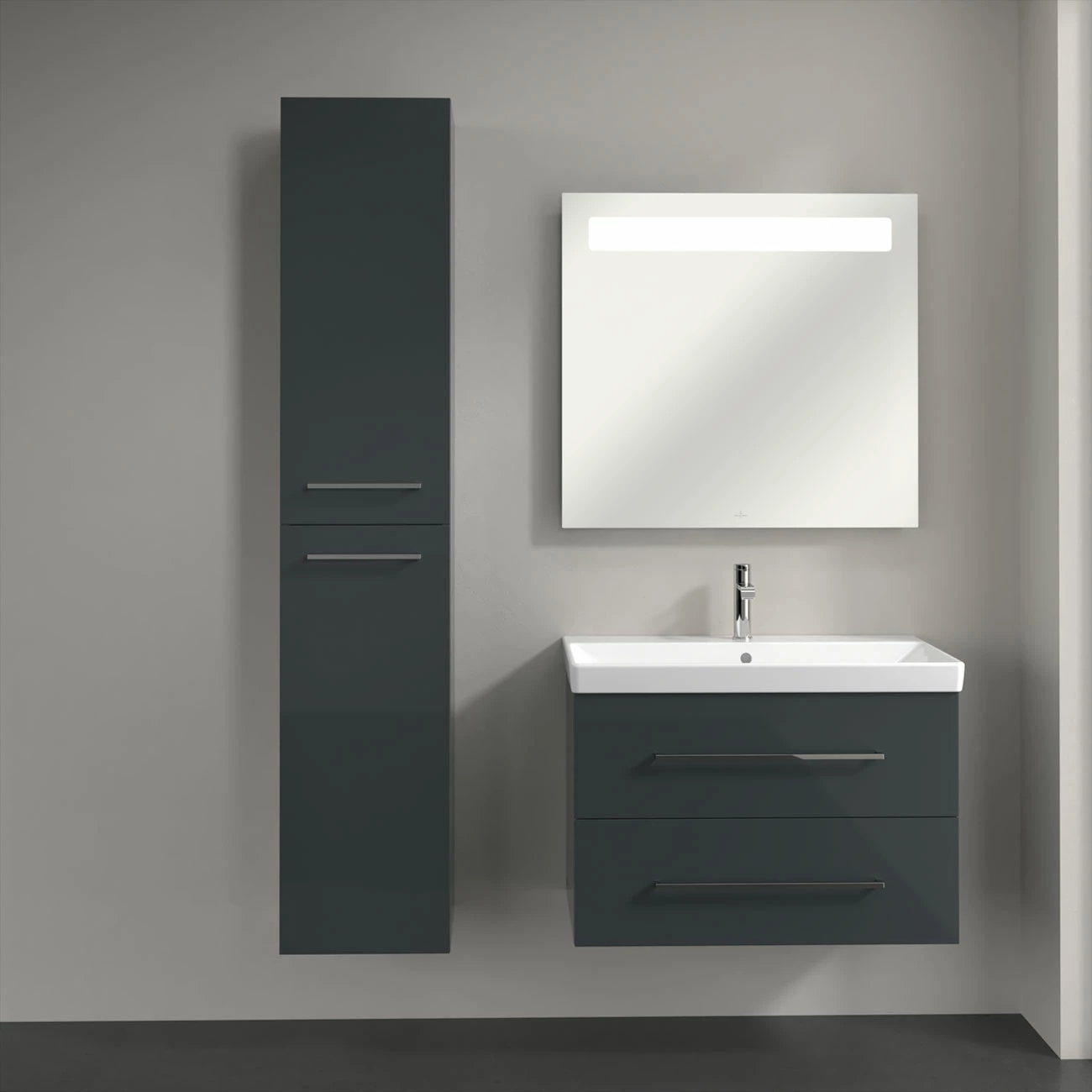 Villeroy & Boch Avento Wall Hung Tall Storage Unit LH 350mm Wide - Crystal Grey 3 Villeroy & Boch Avento Wall Hung Tall Storage Unit LH 350mm Wide - Crystal Grey