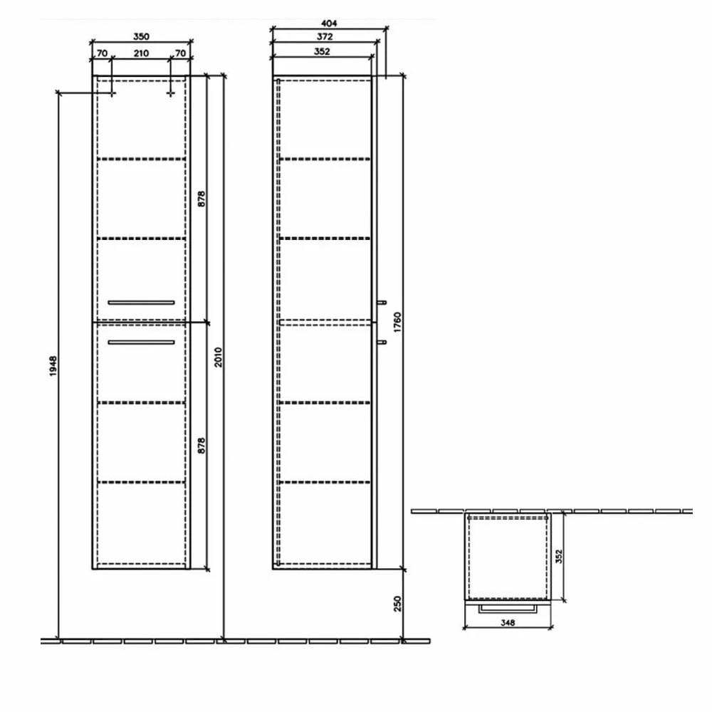 Villeroy & Boch Avento Wall Hung Tall Storage Unit RH 350mm Wide - Crystal Grey 4 Villeroy & Boch Avento Wall Hung Tall Storage Unit RH 350mm Wide - Crystal Grey - Image 2