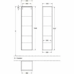 Villeroy & Boch Finero LH Tall Storage Unit 404mm Wide - Glossy White