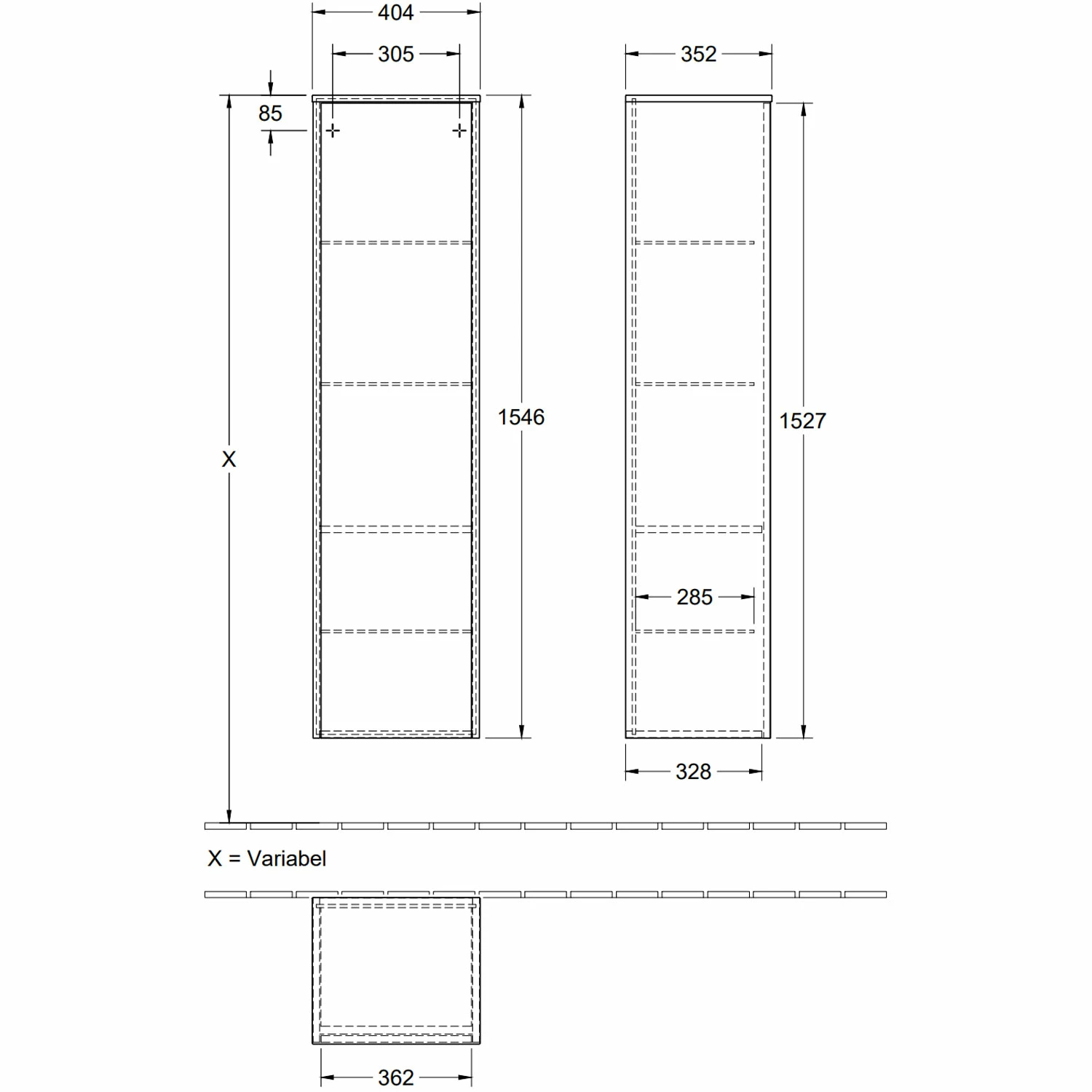 Villeroy & Boch Finero LH Tall Storage Unit 404mm Wide - Glossy Grey 5 Villeroy & Boch Finero LH Tall Storage Unit 404mm Wide - Glossy Grey - Image 3