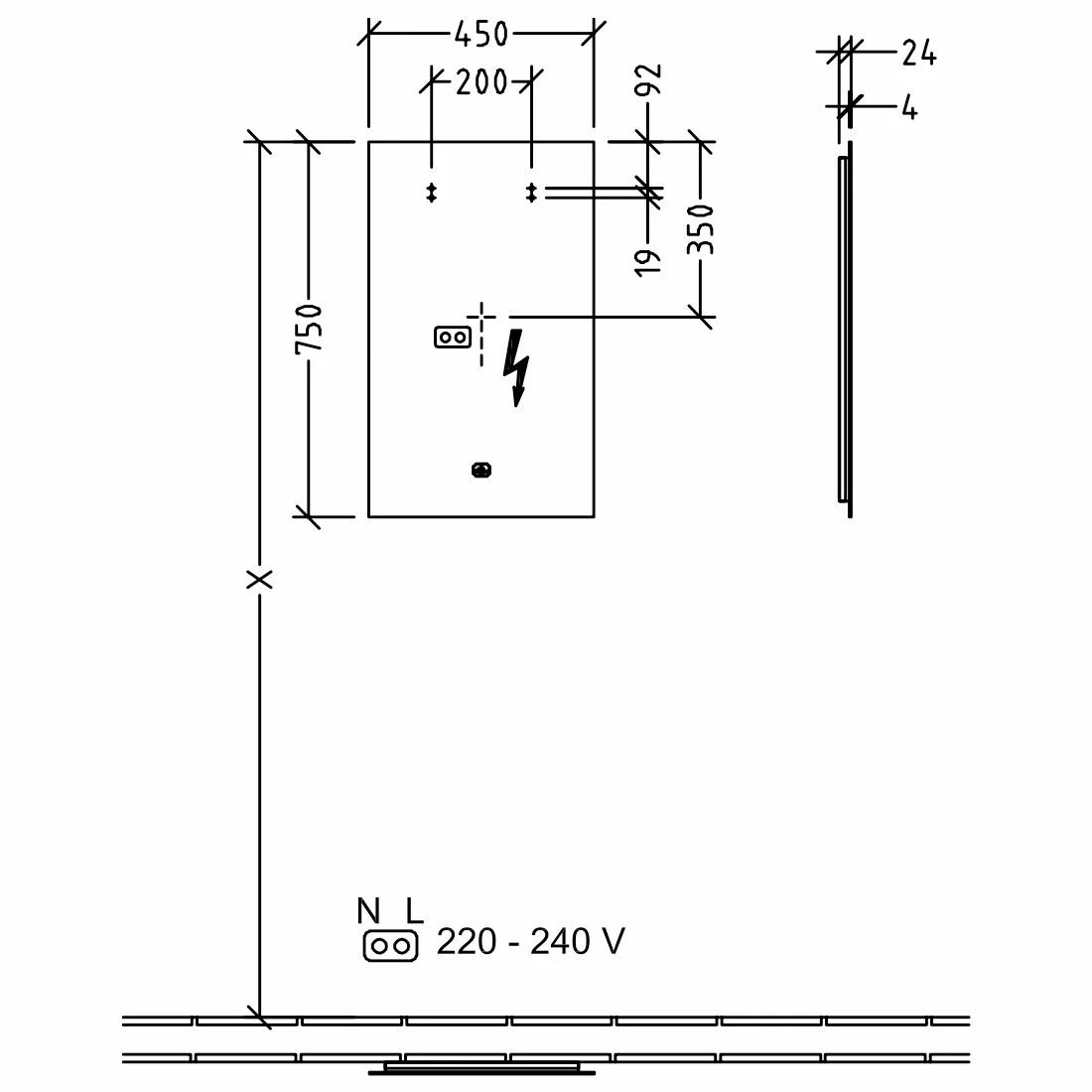 Villeroy & Boch More To See Lite LED Bathroom Mirror 750mm H X 450mm W 4 Villeroy & Boch More To See Lite LED Bathroom Mirror 750mm H X 450mm W - Image 2