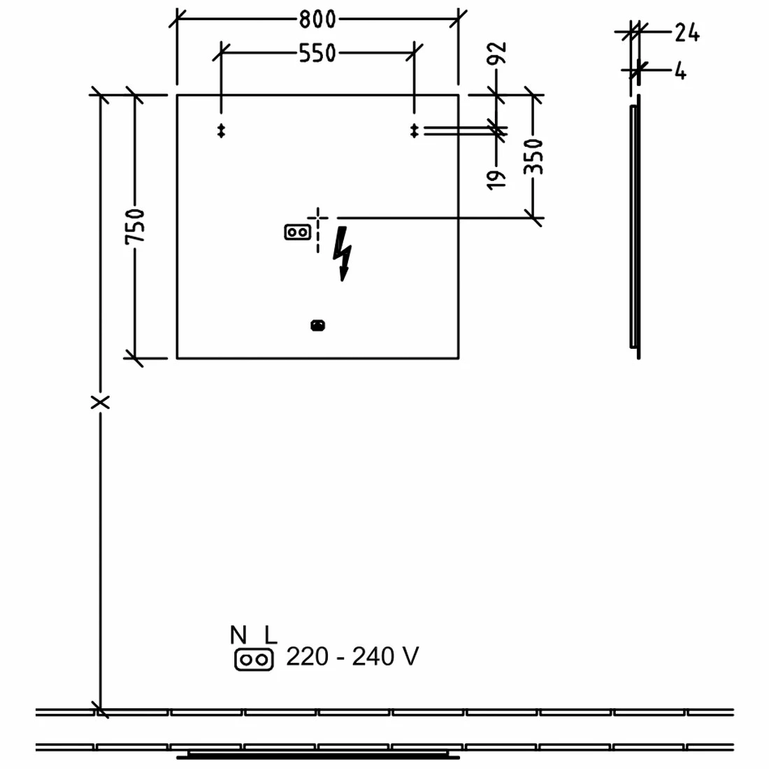 Villeroy & Boch More To See Lite LED Bathroom Mirror 750mm H X 800mm W 5 Villeroy & Boch More To See Lite LED Bathroom Mirror 750mm H X 800mm W - Image 3