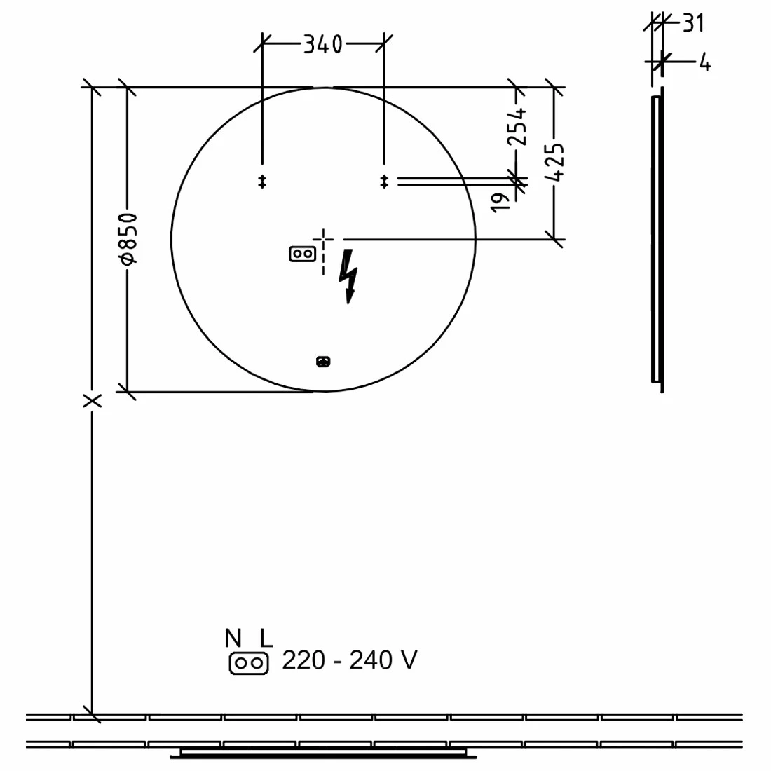 Villeroy & Boch More To See Lite LED Bathroom Mirror 850mm Diameter 6 Villeroy & Boch More To See Lite LED Bathroom Mirror 850mm Diameter - Image 4