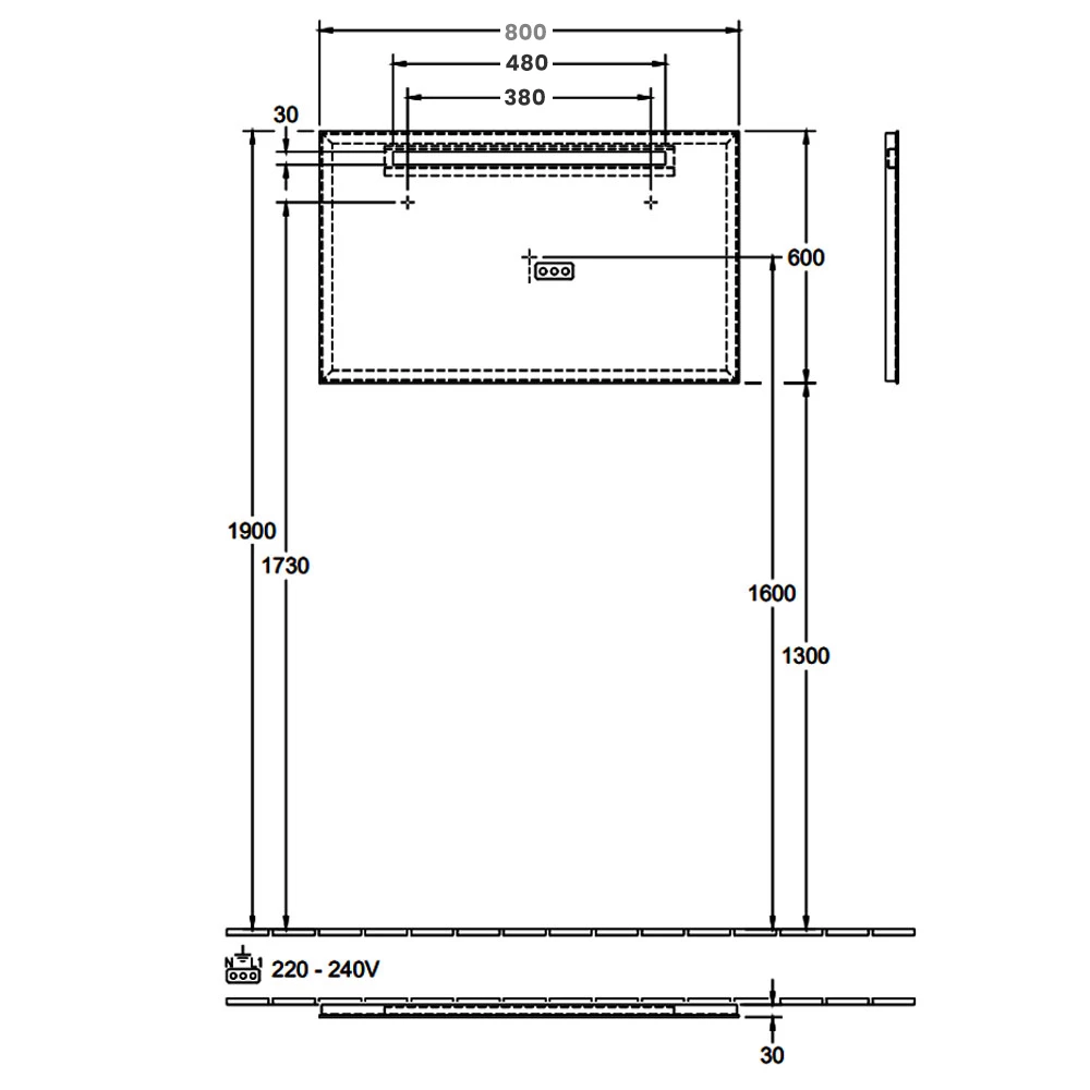 Villeroy & Boch More To See One LED Bathroom Mirror 600mm H X 800mm W 5 Villeroy & Boch More To See One LED Bathroom Mirror 600mm H X 800mm W - Image 3