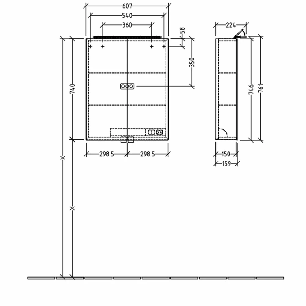 Villeroy & Boch My View One LED Bathroom Cabinet 746mm H X 607mm W 4 Villeroy & Boch My View One LED Bathroom Cabinet 746mm H X 607mm W - Image 2