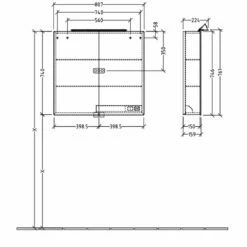 Villeroy & Boch My View One LED Bathroom Cabinet 746mm H X 807mm W