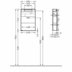 Villeroy & Boch Reflection LED Bathroom Cabinet 740mm H X 500mm W - RH Hinge