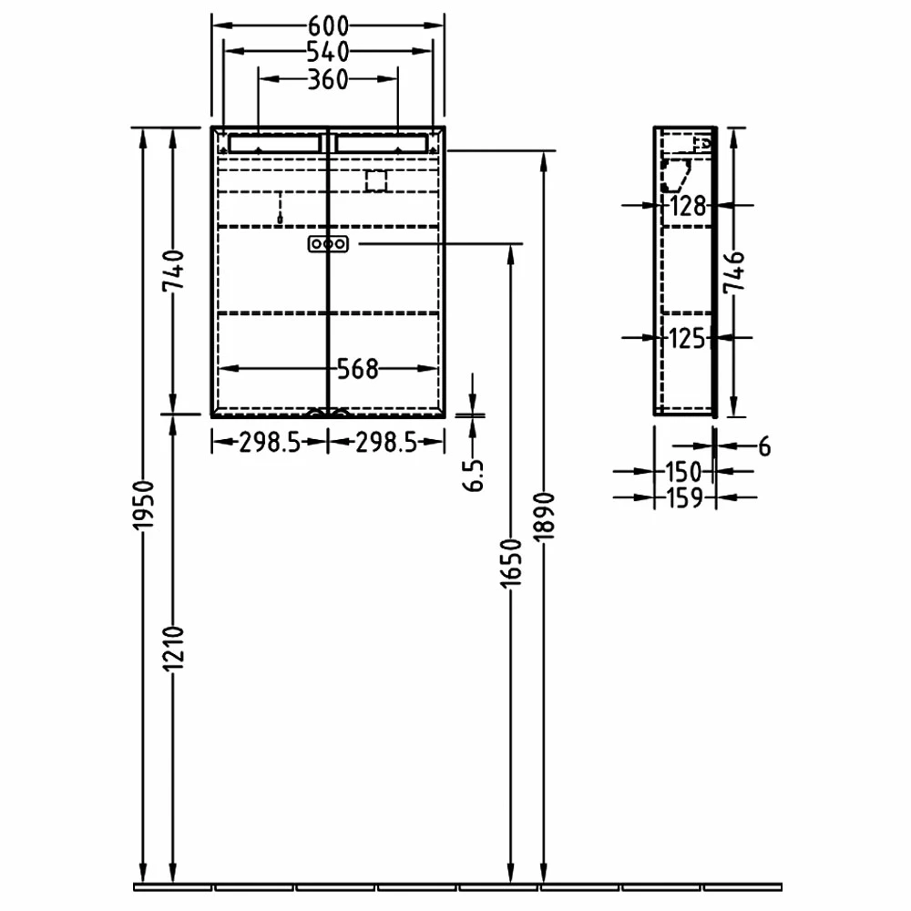 Villeroy & Boch Reflection LED Bathroom Cabinet 750mm H X 600mm W 4 Villeroy & Boch Reflection LED Bathroom Cabinet 750mm H X 600mm W - Image 2