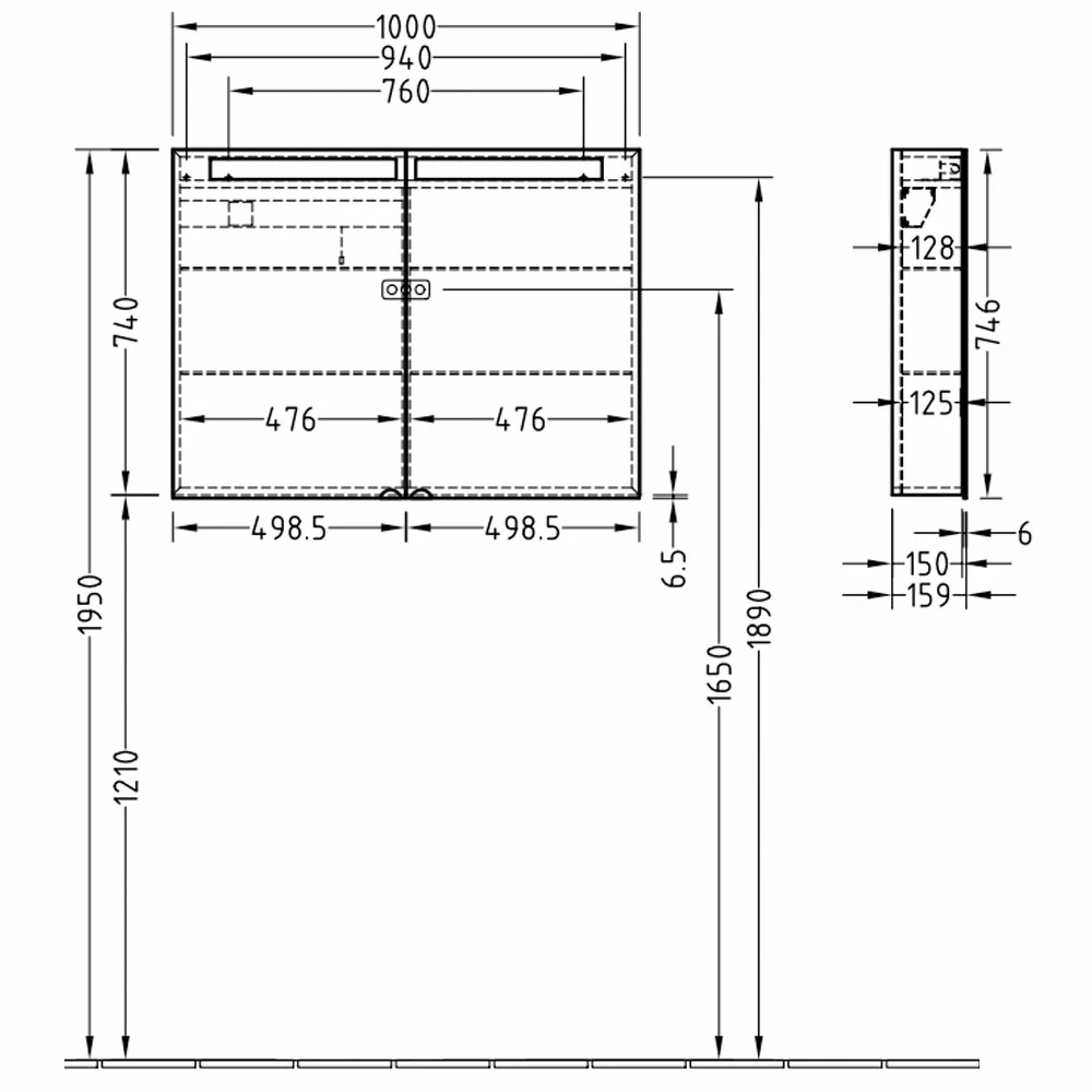 Villeroy & Boch Reflection LED Bathroom Cabinet 750mm H X 1000mm W 3 Villeroy & Boch Reflection LED Bathroom Cabinet 750mm H X 1000mm W