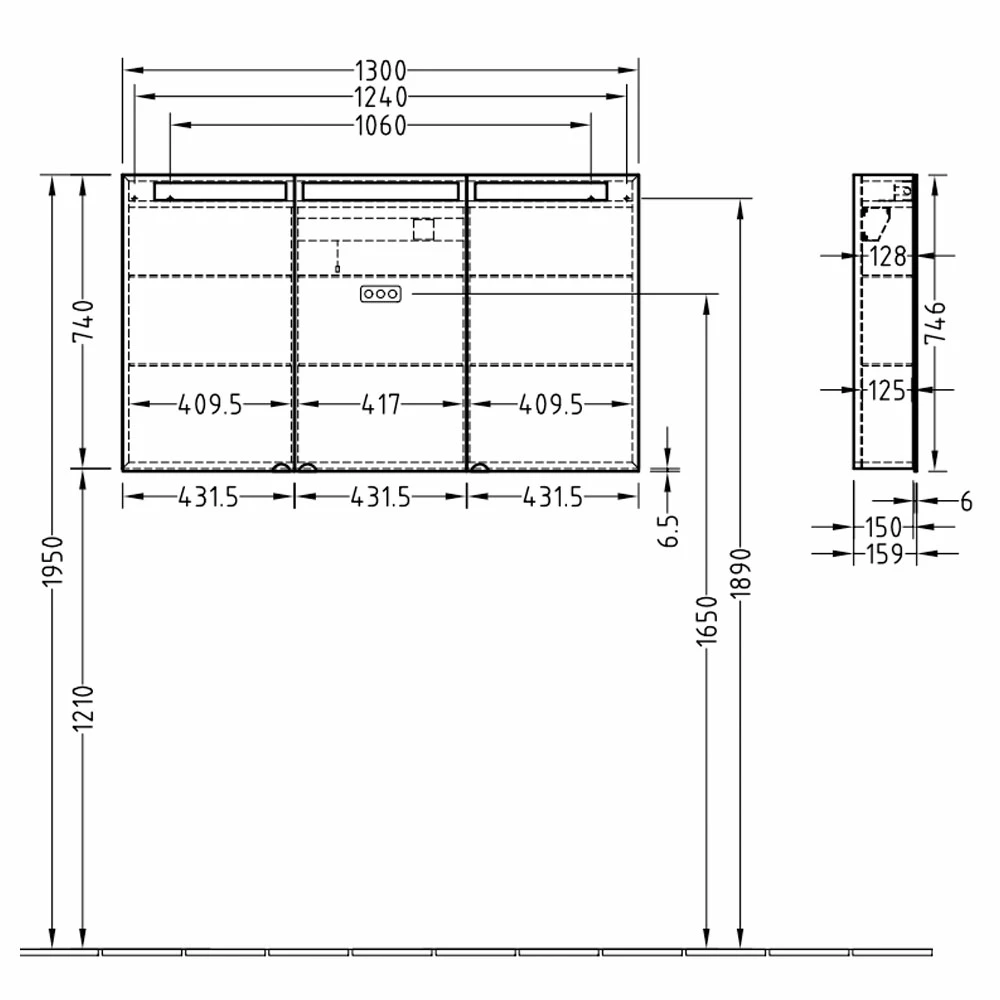 Villeroy & Boch Reflection LED Bathroom Cabinet 750mm H X 1300mm W 4 Villeroy & Boch Reflection LED Bathroom Cabinet 750mm H X 1300mm W - Image 2