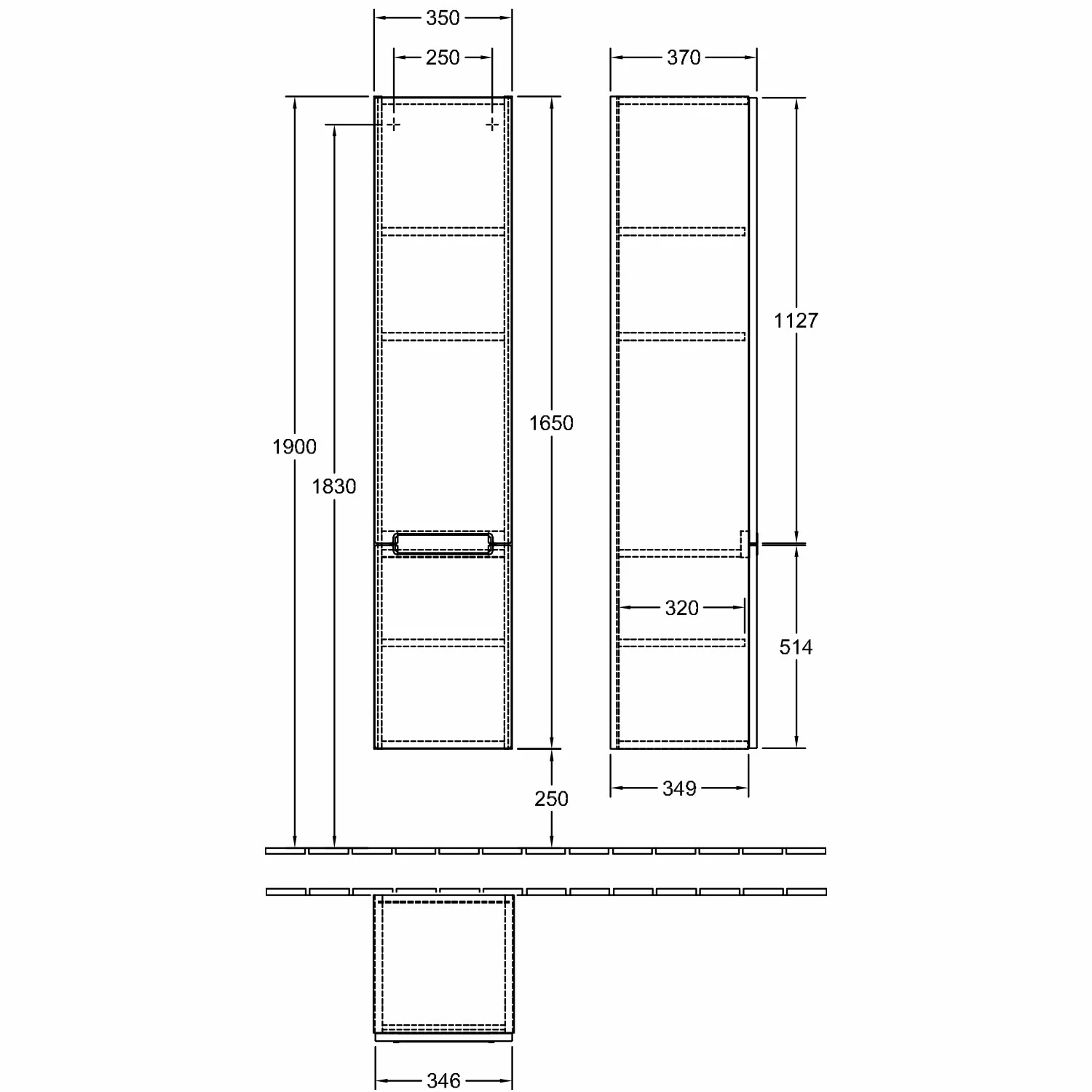 Villeroy & Boch Subway 2.0 Left Handed Wall Hung 2-Door Tall Unit 350mm Wide - Arizona Oak 4 Villeroy & Boch Subway 2.0 Left Handed Wall Hung 2-Door Tall Unit 350mm Wide - Arizona Oak - Image 2