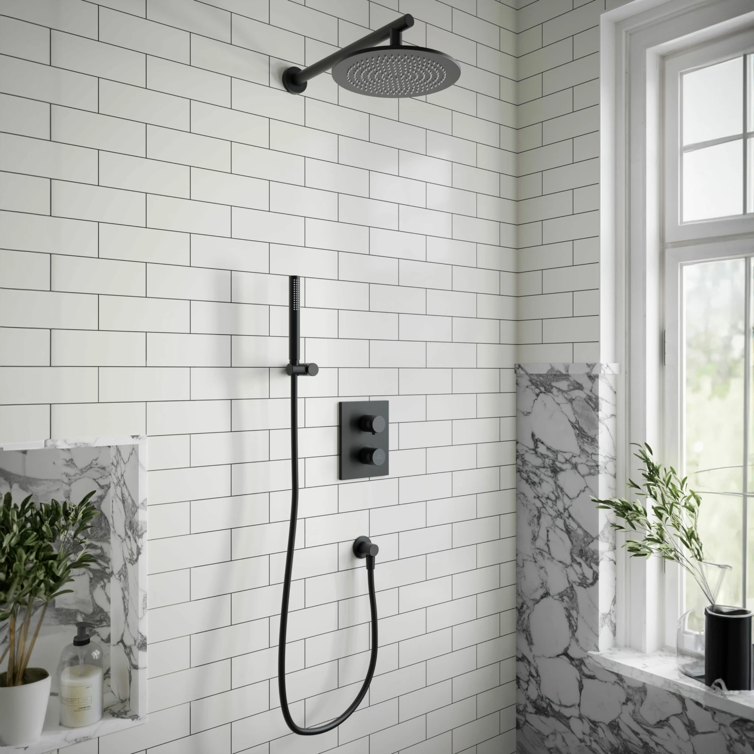 Villeroy & Boch Universal Dual Concealed Mixer Shower With Shower Handset And Round Fixed Head - Matt Black 5 Villeroy & Boch Universal Dual Concealed Mixer Shower With Shower Handset And Round Fixed Head - Matt Black - Image 3