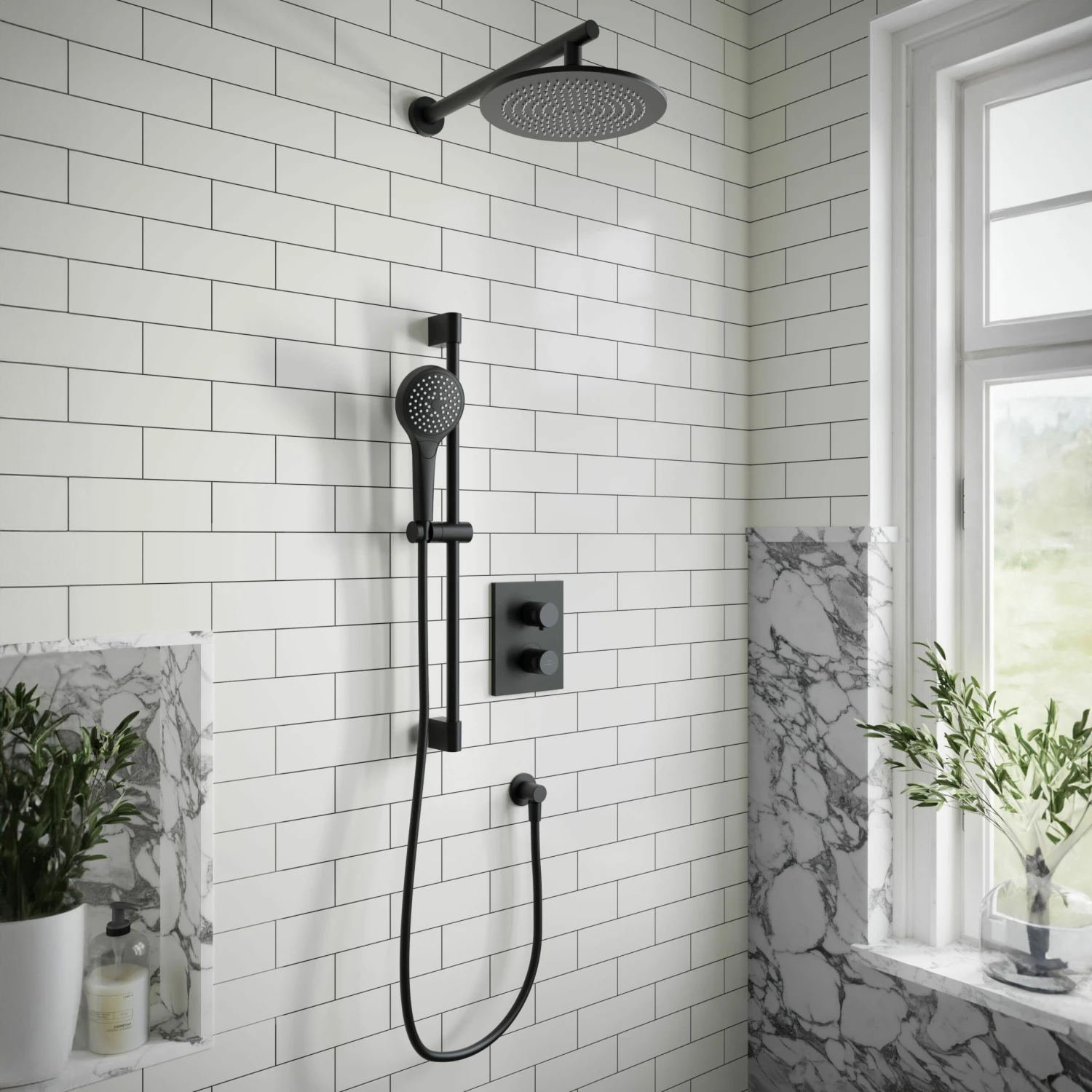 Villeroy & Boch Universal Dual Concealed Mixer Shower With Shower Kit And Round Fixed Head - Matt Black 5 Villeroy & Boch Universal Dual Concealed Mixer Shower With Shower Kit And Round Fixed Head - Matt Black - Image 3