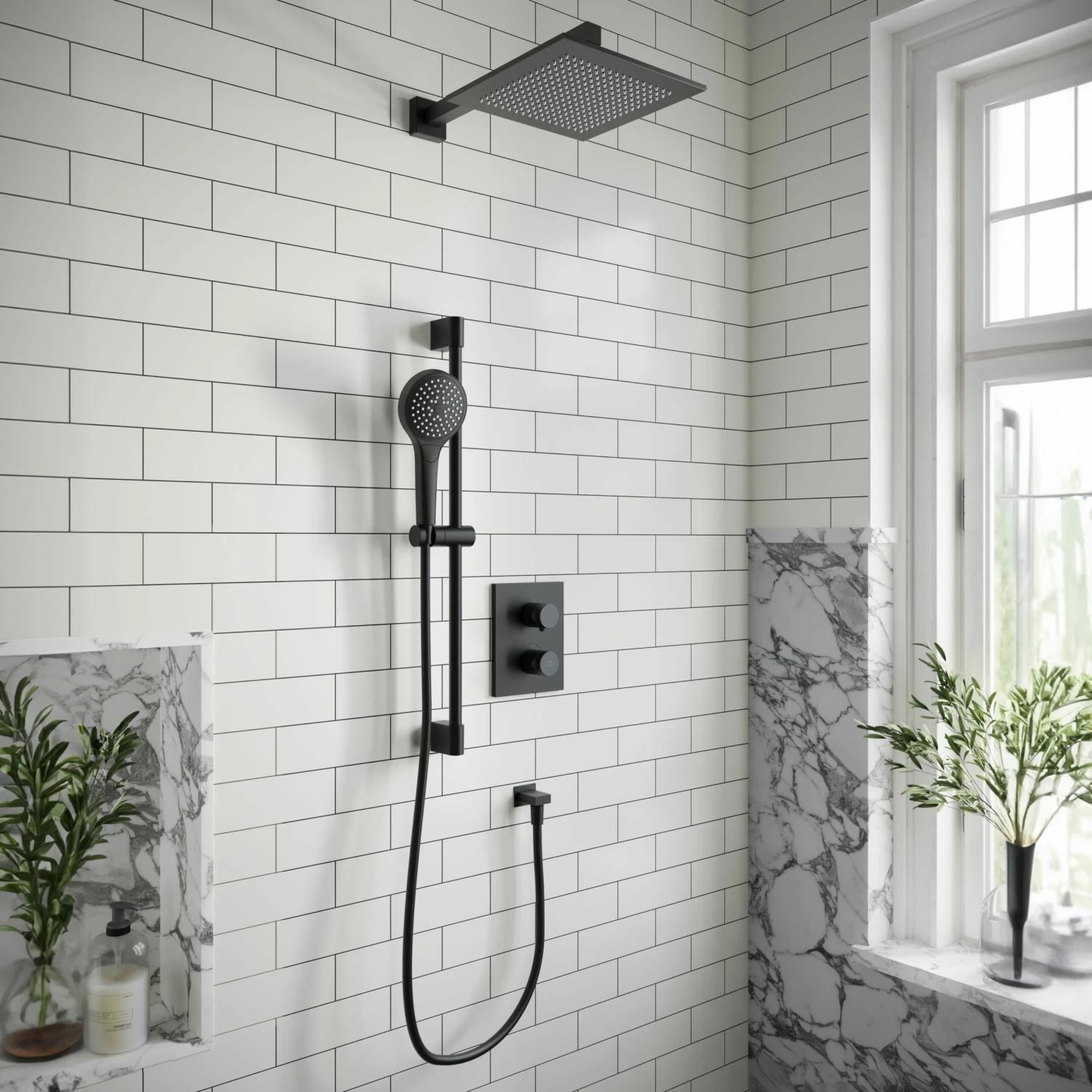 Villeroy & Boch Universal Dual Concealed Mixer Shower With Shower Kit And Square Fixed Head - Matt Black 9 Villeroy & Boch Universal Dual Concealed Mixer Shower With Shower Kit And Square Fixed Head - Matt Black - Image 7