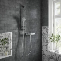 Villeroy & Boch Universal Thermostatic Square Bar Mixer Shower With Shower Riser Kit - Chrome 8 Villeroy & Boch Universal Thermostatic Square Bar Mixer Shower With Shower Riser Kit - Chrome -HEATANDPLUMB Sales villeroy boch universal complete mixer shower vbsspack8