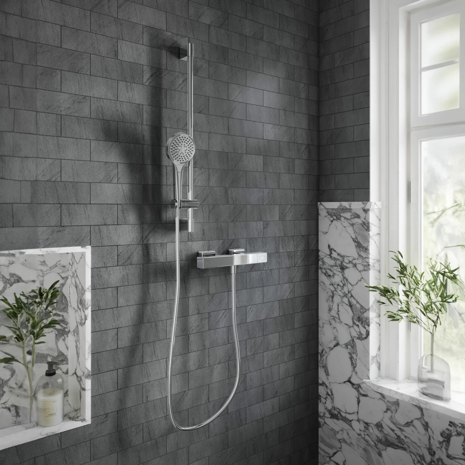 Villeroy & Boch Universal Thermostatic Square Bar Mixer Shower With Shower Riser Kit - Chrome 5 Villeroy & Boch Universal Thermostatic Square Bar Mixer Shower With Shower Riser Kit - Chrome - Image 3