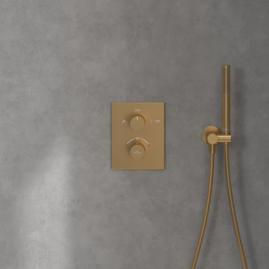 Villeroy & Boch Universal Dual Concealed Mixer Shower With Shower Handset And Round Fixed Head - Brushed Gold 9 Villeroy & Boch Universal Dual Concealed Mixer Shower With Shower Handset And Round Fixed Head - Brushed Gold - Image 7