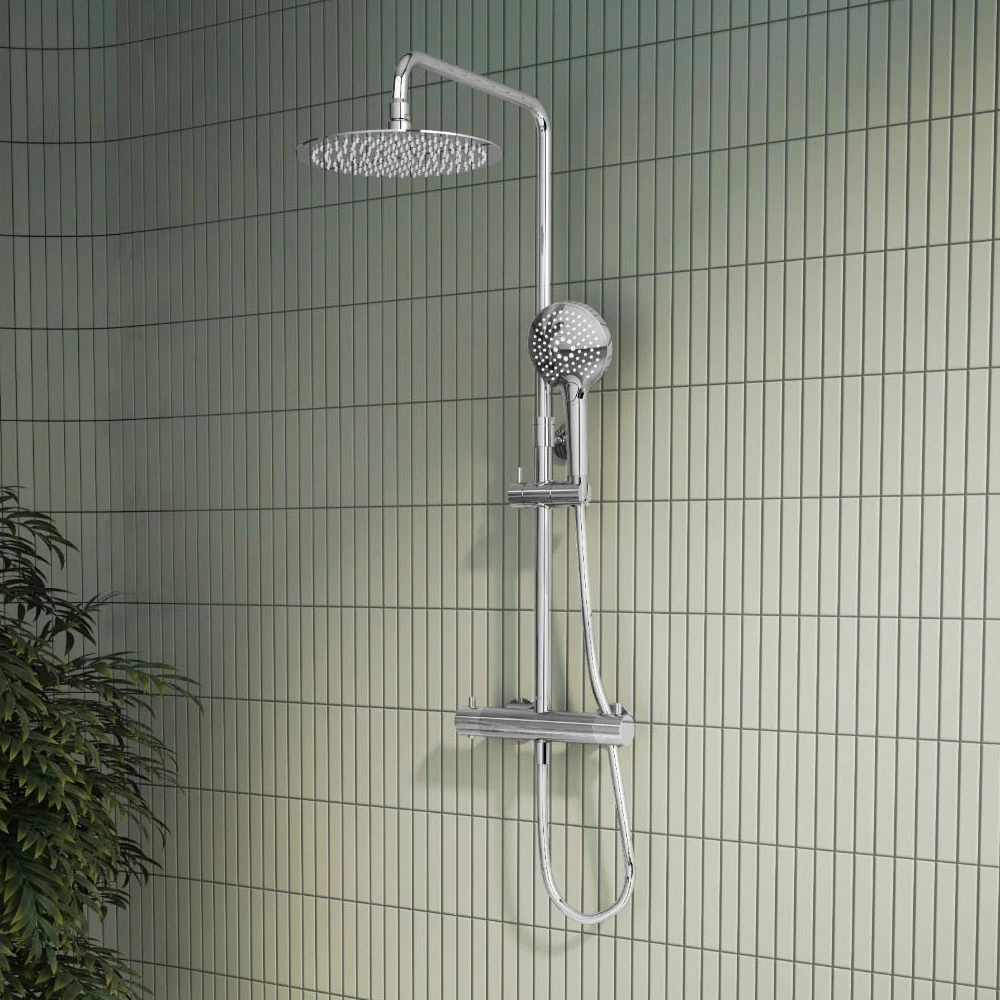 Vitra AquaHeat Bliss 250 Thermostatic Bar Mixer Shower With Shower Kit + Fixed Head - Chrome 4 Vitra AquaHeat Bliss 250 Thermostatic Bar Mixer Shower With Shower Kit + Fixed Head - Chrome - Image 2