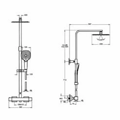 Vitra AquaHeat Bliss 250 Thermostatic Bar Mixer Shower With Shower Kit + Fixed Head - Chrome