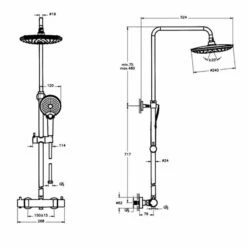 Vitra Aquaheat Bliss 240 Thermostatic Bar Mixer Shower With Shower Kit + Fixed Head - Black -HEATANDPLUMB Sales vitra aquaheat complete mixer shower a4720536vuk 3